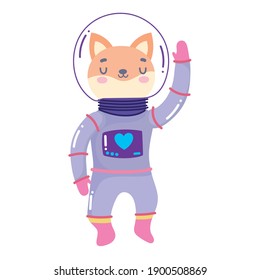 space cat astronaut adventure cartoon animal vector illustration