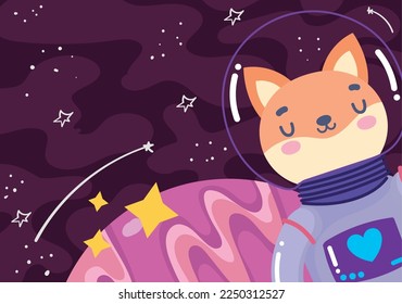 space cat astronaut and planet