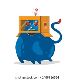 Space cat. For a children's game. Cat in a box