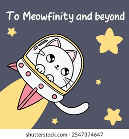 Space Cat Rocket Adventure Vector Design