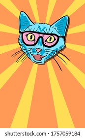 Space cat in sunglasses - cool cat meme with copy space.