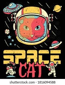 Space Cat T-Shirt Design For Cat Lovers