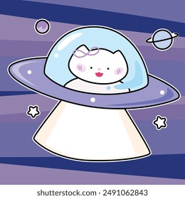 "SPACE CATTO" perfect for stickers, merchandise, mascots, clothing embroidery, and apparel designs. This pack offers high-quality, eye-catching characters, easy to use and scalable.