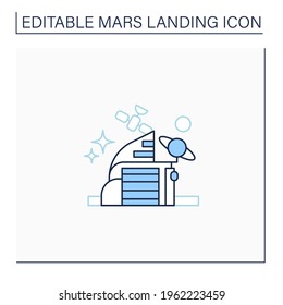 Space center line icon. Research and development cosmos issue. Special place observing cosmos.Mars landing concept. Isolated vector illustration. Editable stroke