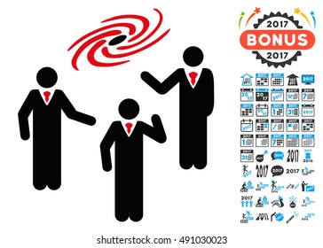 Space Chat icon with 2017 year bonus vector pictographs. Set style is flat symbols, white background.