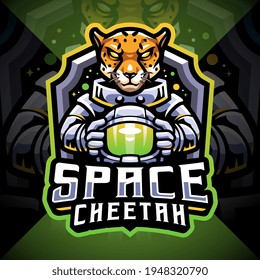 Space cheetah esport mascot logo design