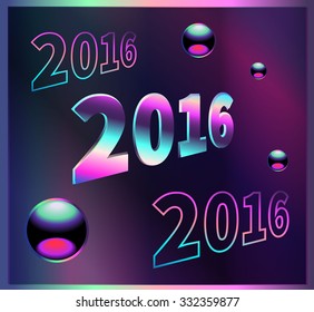 Space Christmas background with chrome metal balls. Happy new year and merry Christmas. 2016.