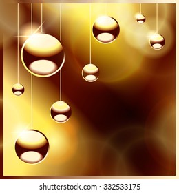Space Christmas background with chrome metal balls. Happy new year and merry Christmas. 2016.