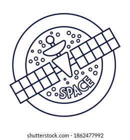 Weltraum-Rundzeichen mit Vektorgrafik-Design in Satellitenrichtung