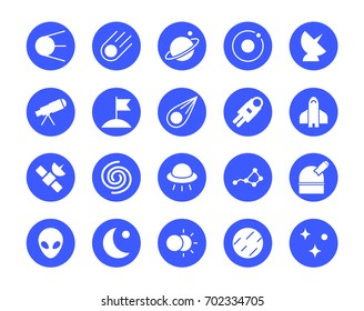 Space circular icons set