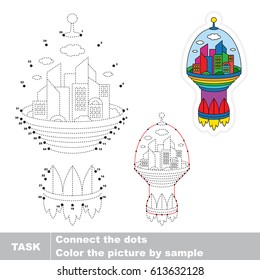 Space Cities. Dot to dot educational game for kids.