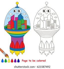 Space City to be colored, the coloring book for preschool kids with easy educational gaming level.
