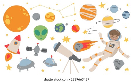 Space Collection 1 cute on a white background, vector illustration.