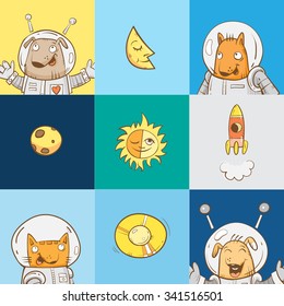 Space collection. Icons set. Vector image.