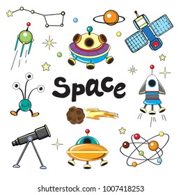 space collection and space monsters on a white background