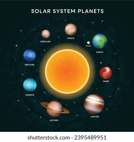 space collection of Solar System planets vector illustration design