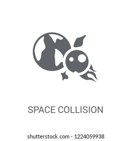 Space Collision icon. Trendy Space Collision logo concept on white background from Astronomy collection. Suitable for use on web apps, mobile apps and print media.