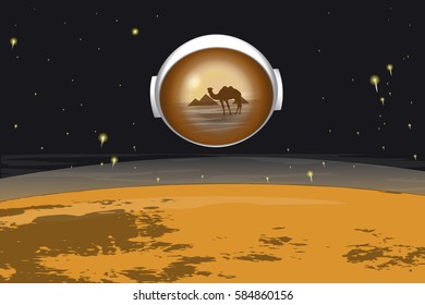 Space colonization, Research Module, vector illustration