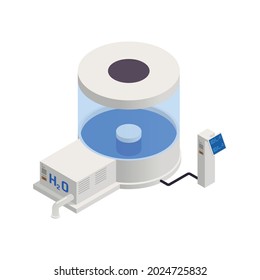Space Colonization Terraforming Isometric Composition With Round Water Tank For Water Production Vector Illustration