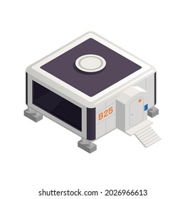 Space colonization terraforming isometric composition with image of square shaped living module vector illustration