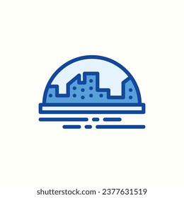 space colony blue icon, isolated icon in light background, perfect for website, blog, logo, graphic design, social media, UI, mobile app