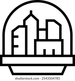 Icono de colonia espacial. Diseño de estilo lineal delgado aislado sobre fondo blanco