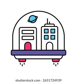 Space Colony  Vector Filled outline illustration style icon. EPS 10 file