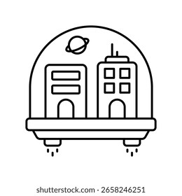 Icono de estilo de ilustración de contorno de Vector de colonia espacial