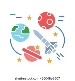 Space color flat icon. Vector isolated element. Editable stroke.