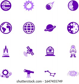 Space color vector icons for user interface design