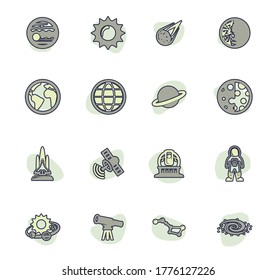 Space color vector icons for user interface design