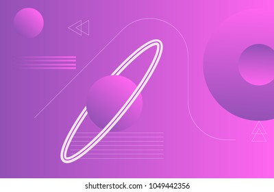 Space colorful design template with abstract planets and geometric elements