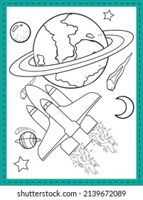 Space coloring pages for kids 