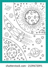 Space coloring pages for kids 