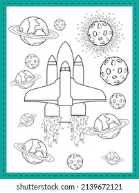 Space coloring pages for kids 