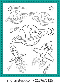 Space coloring pages for kids 