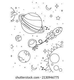 Space coloring pages for kids Printable