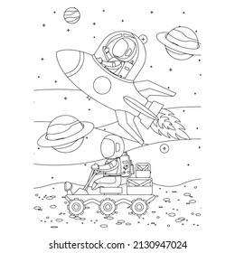 Space coloring pages for kids Printable