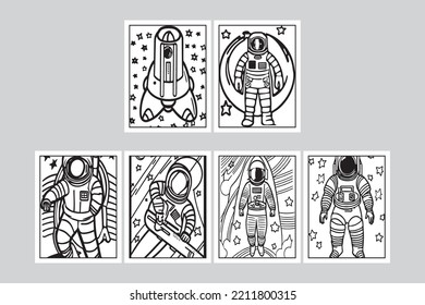 páginas de color de espacio para el diseño vectorial de niños pequeños