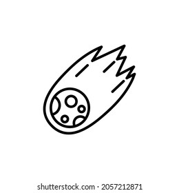 Raumkomet-Symbol Piktogramm für Web. Zeilenhub. Asteroid einzeln auf weißem Hintergrund. Vektor eps10