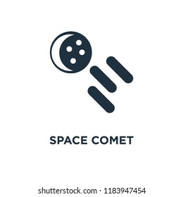 Space Comet icon. Black filled vector illustration. Space Comet symbol on white background. Can be used in web and mobile.