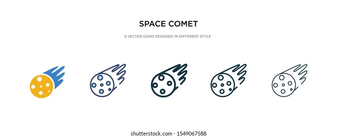 space comet icon in different style vector illustration. two colored and black space comet vector icons designed in filled, outline, line and stroke style can be used for web, mobile, ui