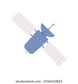 Space communication satellite. Solar system research, galaxy exploring cartoon vector illustration