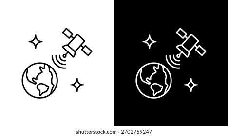 Space Communication White Icon Set Design