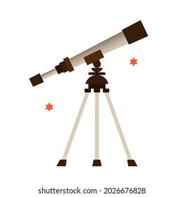 Space composition with isolated image of small telescope set on tripod with stars vector illustration