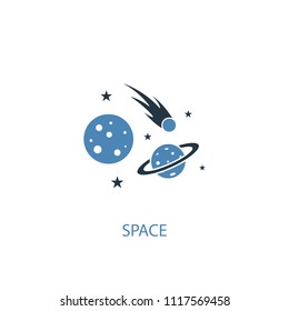 space concept 2 colored icon. Simple blue element illustration. space concept symbol design from space exploration set. Can be used for web and mobile UI/UX