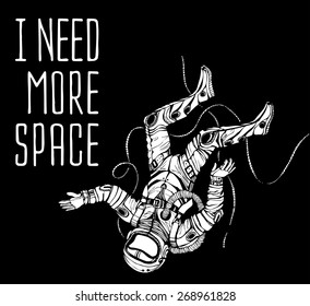 Space concept with astronaut and Quote Background, typography. Cosmic poster