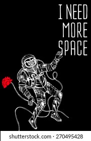 Space concept with astronaut and Quote Background, typography. Cosmic poster