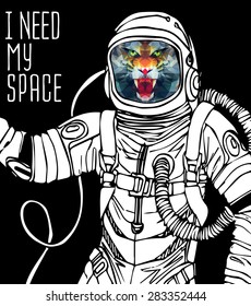 Space concept with astronaut and Quote Background, typography. Cosmic poster