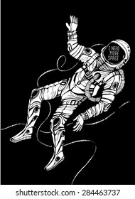 Space concept with astronaut and Quote Background, typography. Cosmic poster